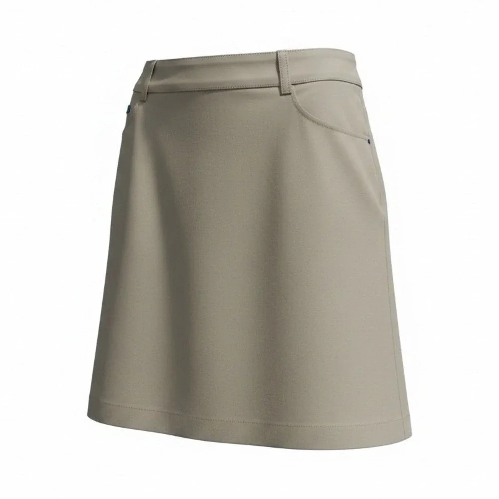 Tribal Women's Beige Solid A-Line Short Skirt 6 Knit Zip Closure Regular